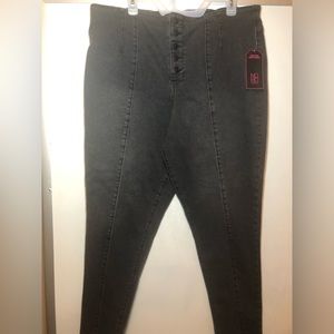 No Boundaries High Rise Crop Skinny Button-Fly Stretchy Jeans, Junior Plus sz 21